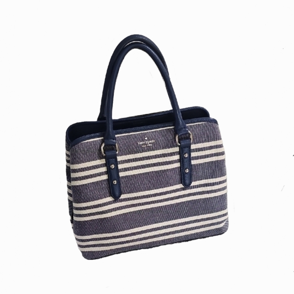 Kate Spade Larchmont Avenue Evangelie Blue And White Striped Purse